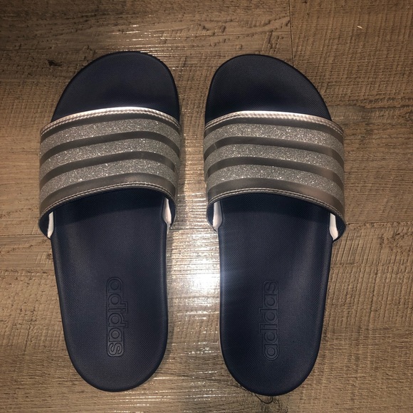 adidas slides silver
